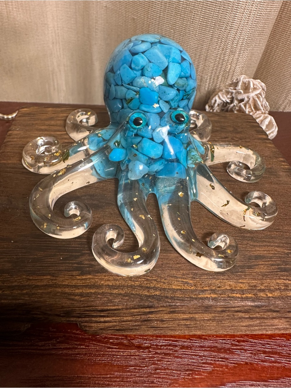 Resin and Blue Crystal Chips Octopus Figure - Picture 3 of 16